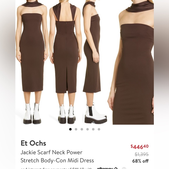 et Ochs Women's Jackie Scarf Neck Midi Dress - Brown - Size 8- Dark - Picture 6 of 11